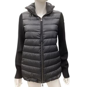 Moncler Coatigan Women’s Size Small Quilted Down & Wool w/ Dual Zipper in Black